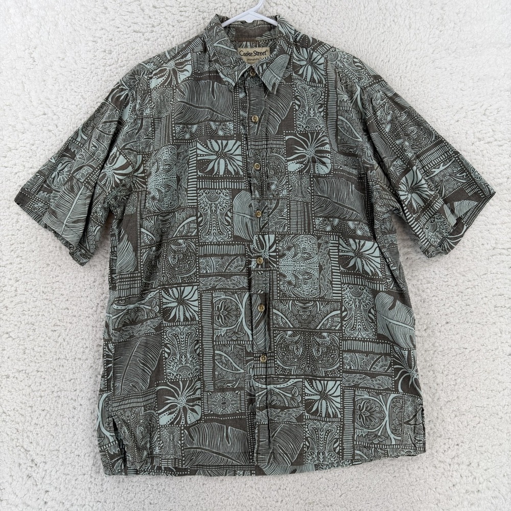 Cooke Street Shirt Mens Medium Brown Floral Hawaiian Short Sleeve Button Up